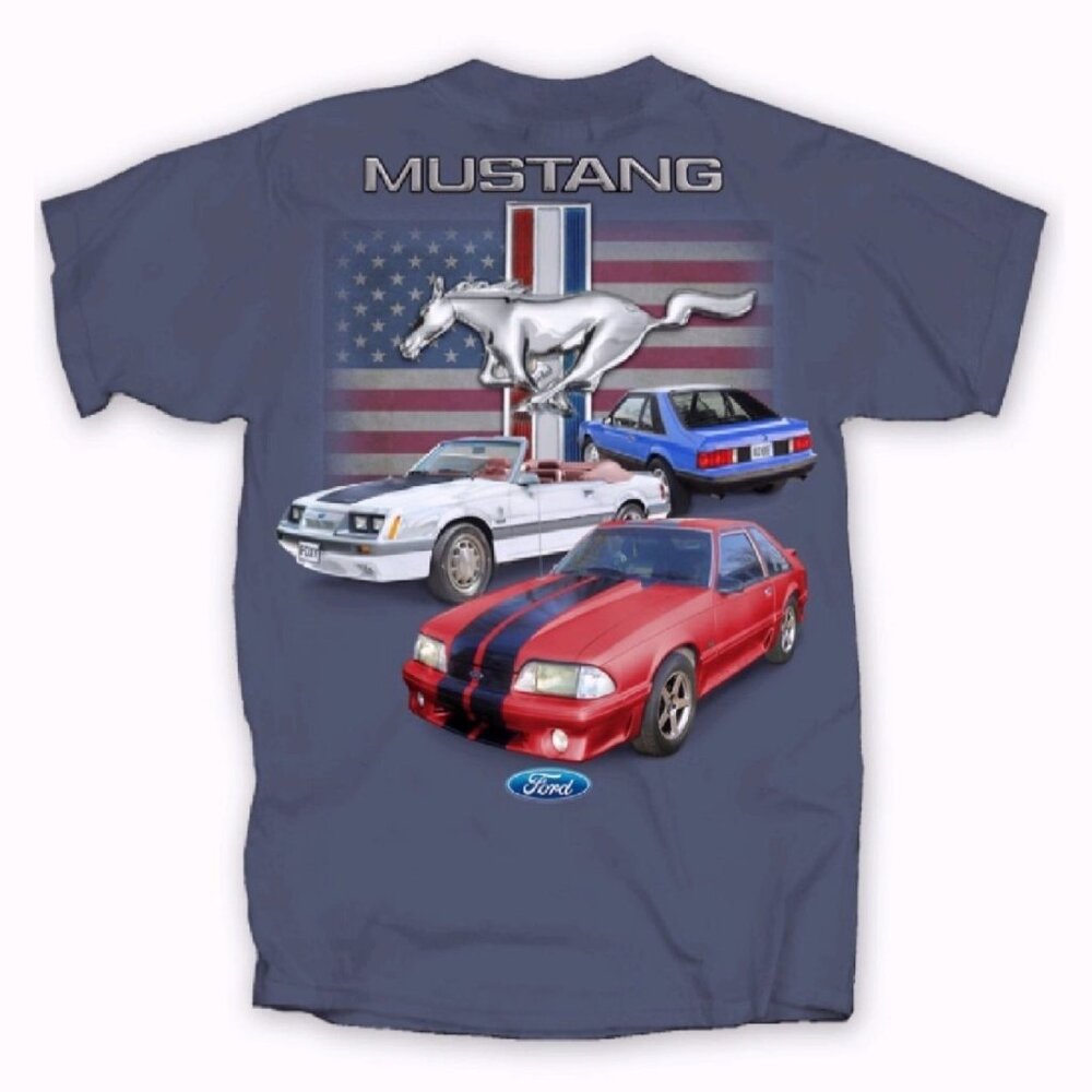Ford Mustang Fox Body U.S. Flag Short Sleeve T-Shirt NEW Fast Ship